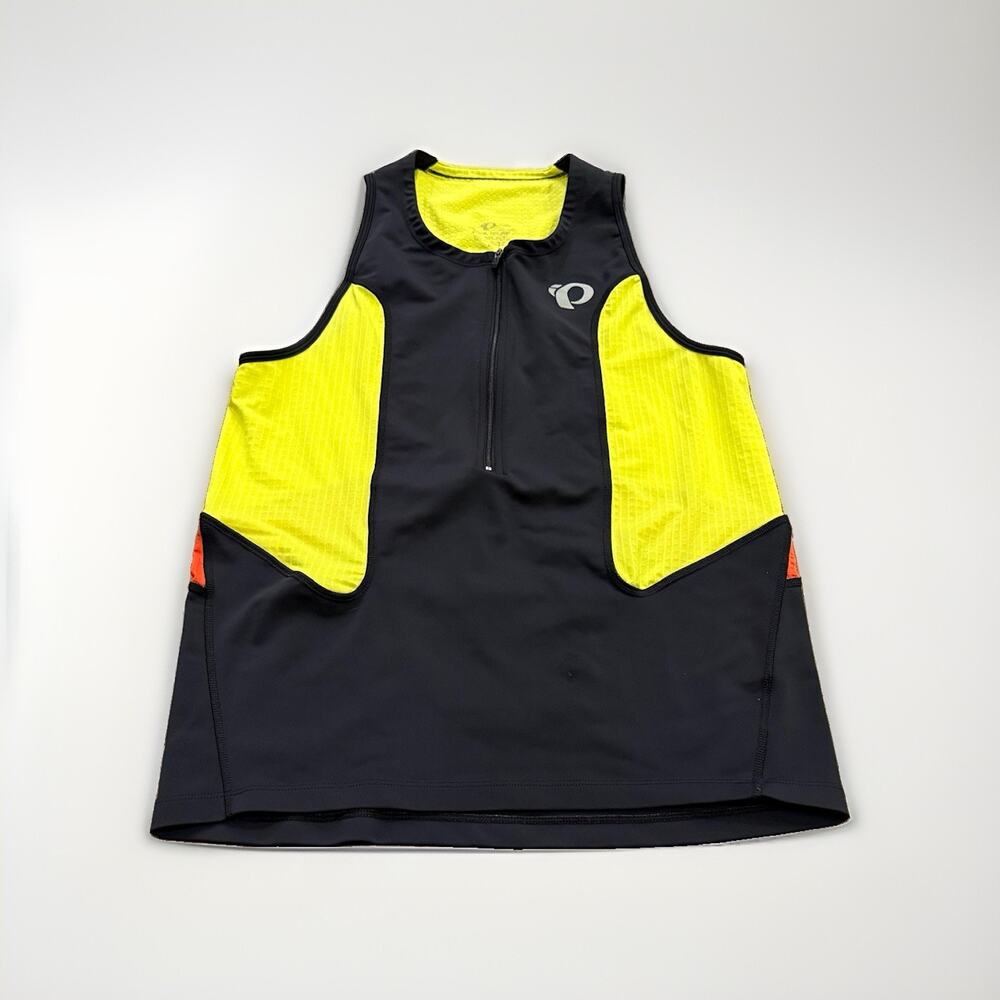 Pearl Izumi Unisex Black 1/2 Zip Black Yellow Sleeveless Reflector Size L Large
